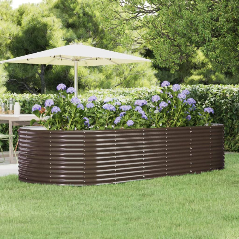 Garden Raised Bed Powder-coated Steel, 68 cm x 291 cm x 140 cm, Brown