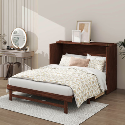Elegant Queen-Size Murphy Bed Cabinet With Built-In Charging Station And Spacious Storage Drawer