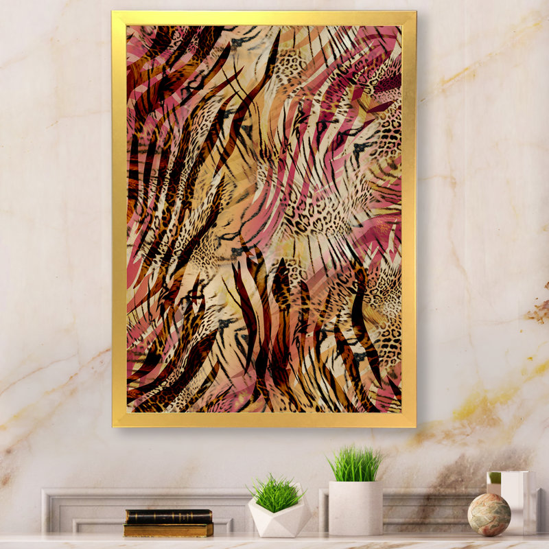 Léopard et tigre - peinture, H 40 po x l 30 po x P 1,5 po, Toile avec cadre photo doré