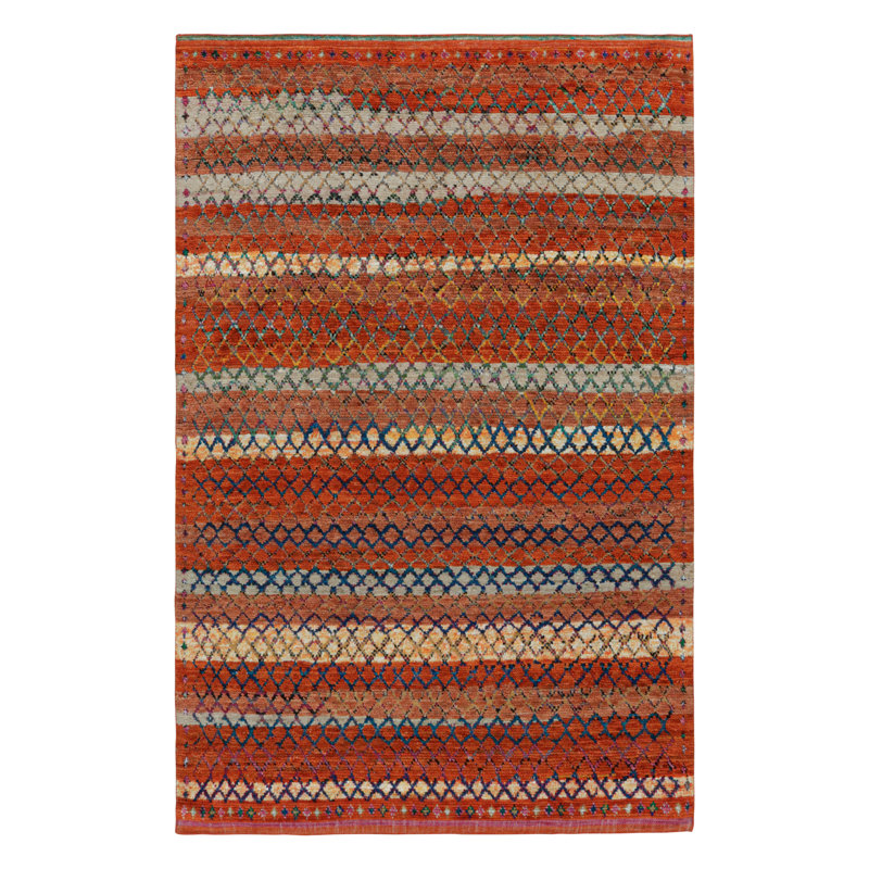 Moroccan Hand Knotted Geometric Area Rug, Rectangle 10' x 14'