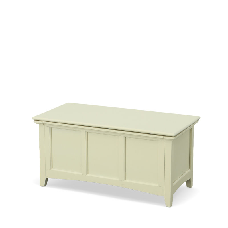 Rustic Cream 39" L x 19" W x 18" H Storage Bench with Hinged Lid and Safety Support, Antique Ivory