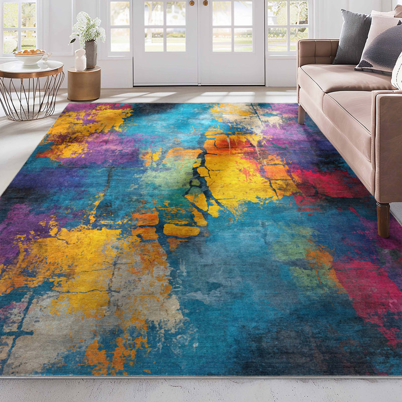Abstract Energie Multi Bold Modern Area Rug, Rectangle 3'3" x 5'