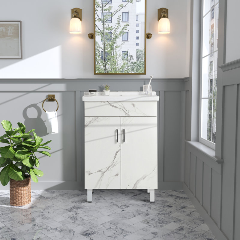 00''Bathroom Vanity,White  (Without Ceramic Basin)