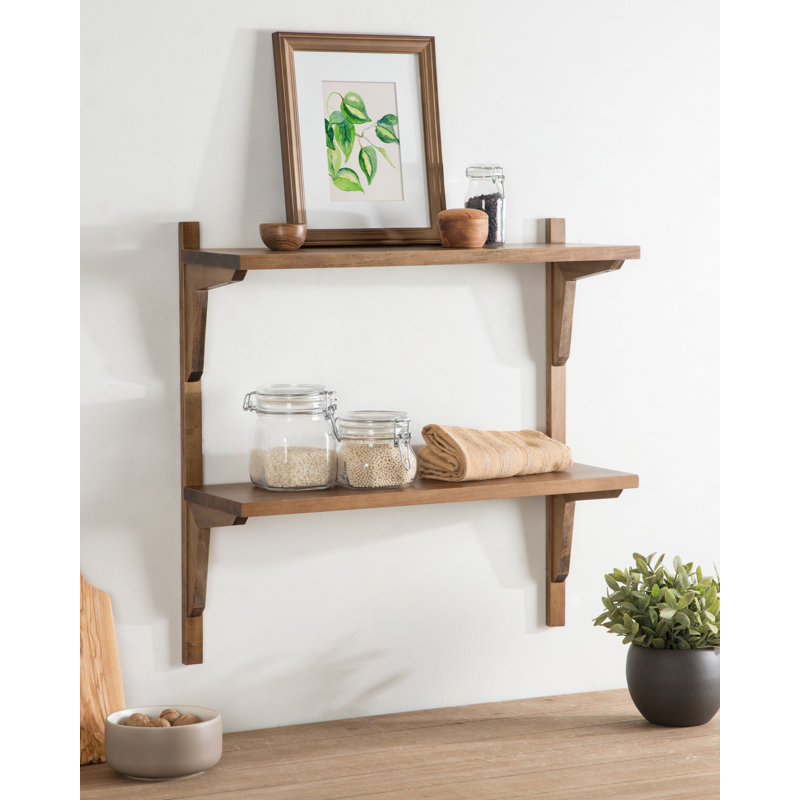 Baez 2 Piece Poplar Tiered Shelf, Rustic Brown
