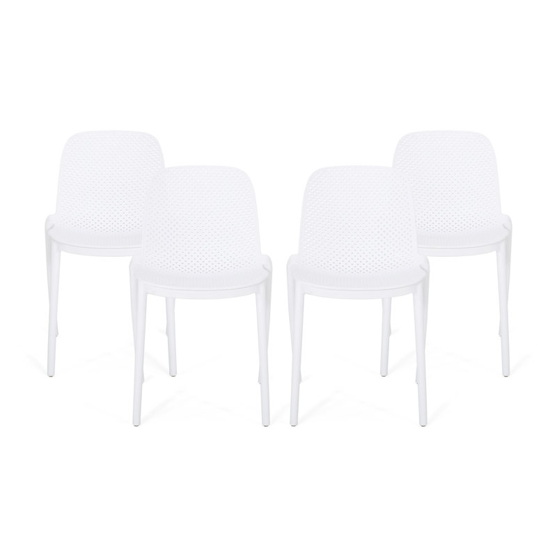 Chaises de salle à manger d'extérieur empilables, Blanc