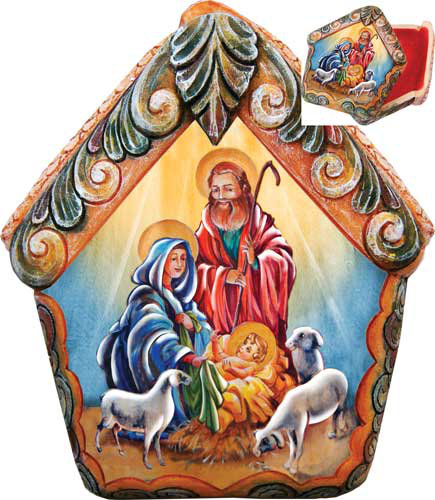 Derevo Nativity Scene Wrapped Wishes Dome Box