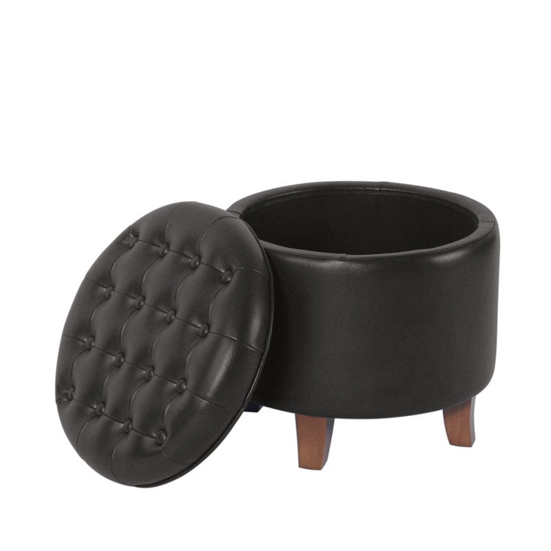 Repose-pieds rond en similicuir de 19 po Ralpheal, null