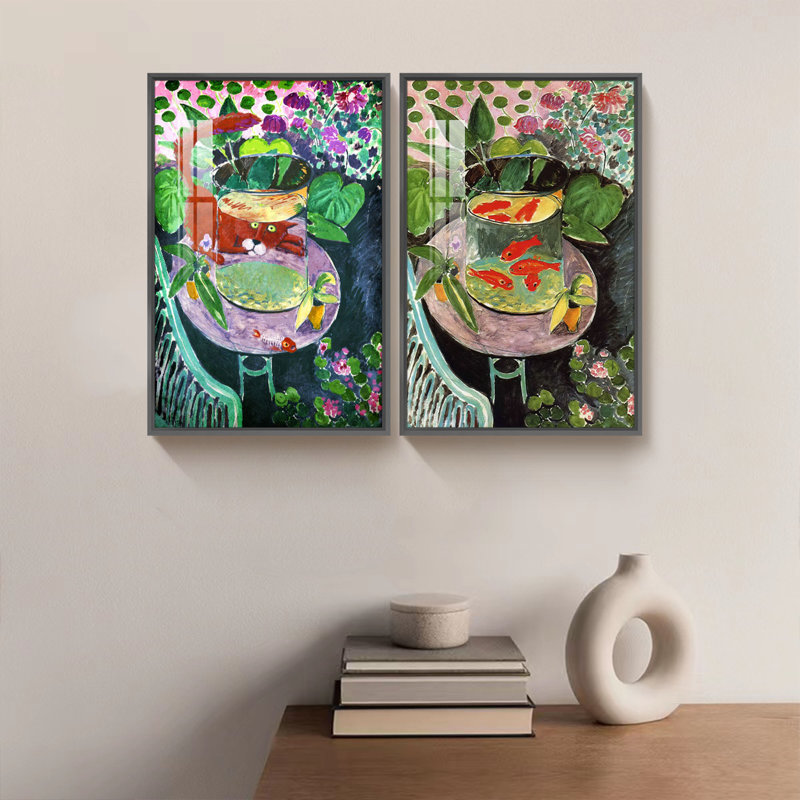 Goldfish par Henri Matisse - Ensemble de 2 peintures sur toile, H 16 po x l 24 po x P 1,3 po, Noir