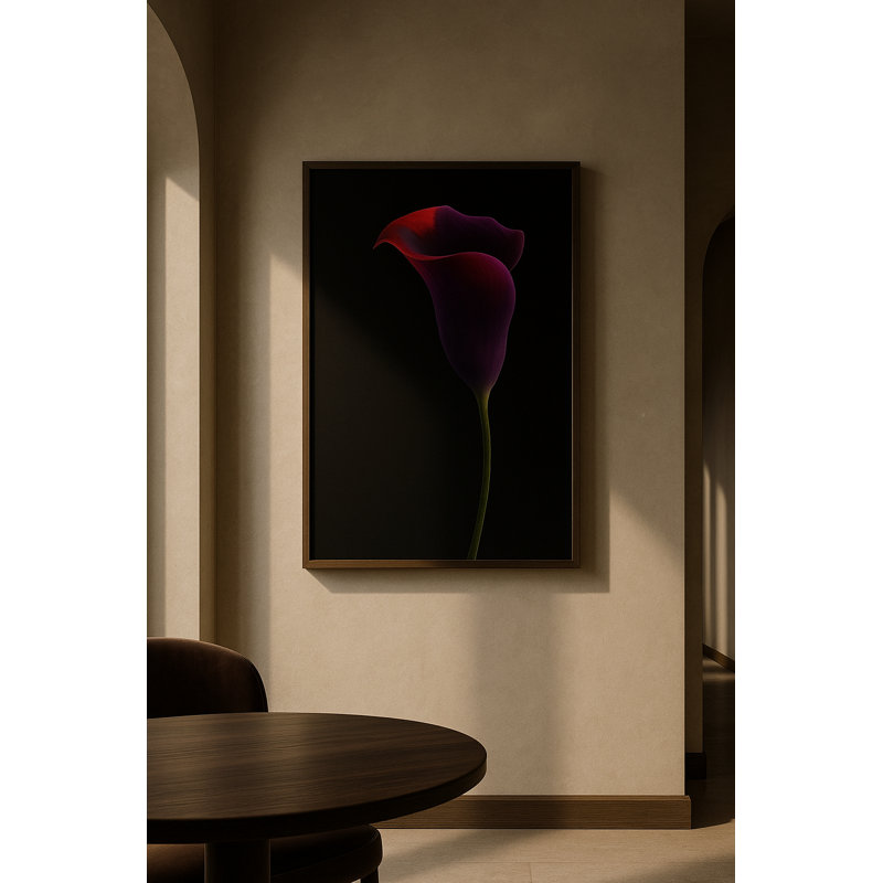 Crimson Eclipse Framed Canvas Wall Art by Kasian Art Studio - White Frame, White