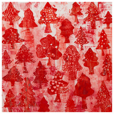 Red Christmas Trees Double Sided Throw Pillows