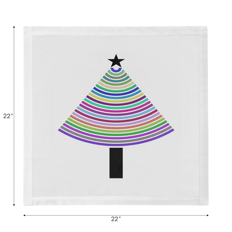 Christmas Tree Brights Hemstitch 22" Linen/Cotton Napkin