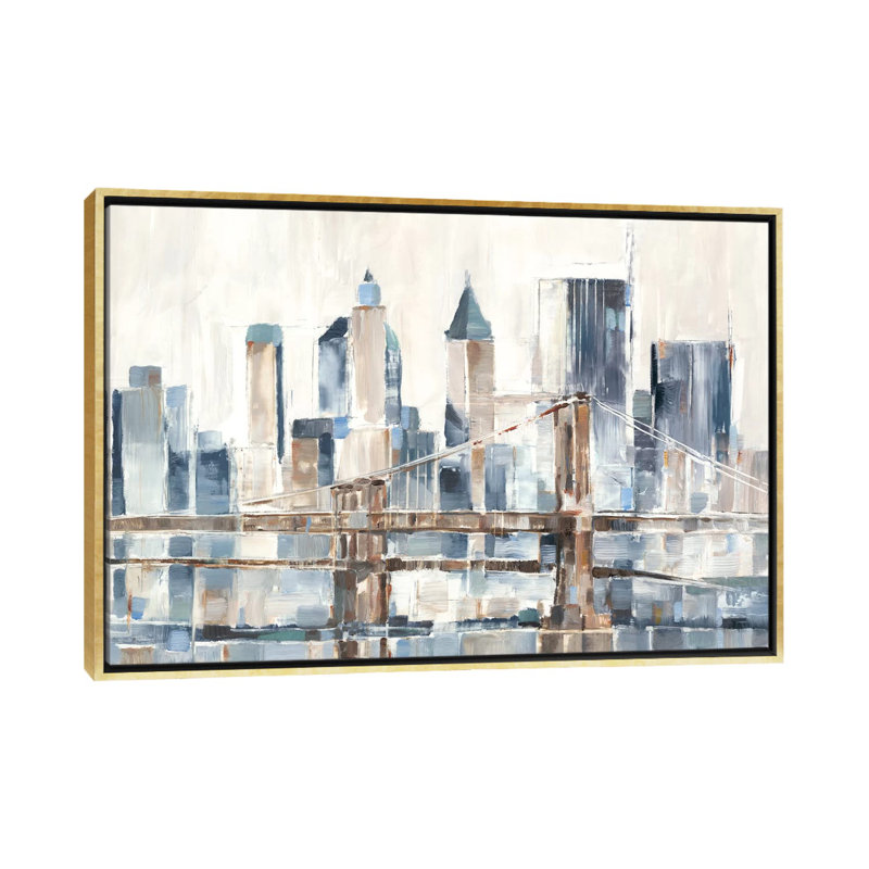 "Blue Hour I" par Ethan Harper, reproduction d’art, H 32 po x l 48 po x 1,5 po, Toile encadrée d'or, Pas de tapis