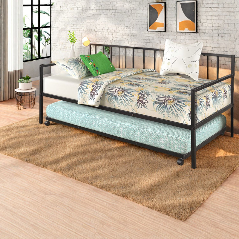 Lit de jour simple en métal avec couchette multifonctionnelle peu encombrante pour les maisons modernes