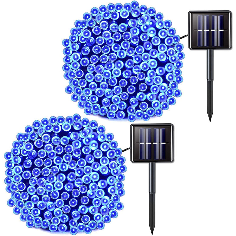 Devondra 42.7' LED Solar Powered 100 - Bulb String Lights, Blue