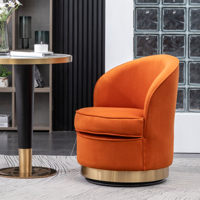 Fauteuil inclinable et pivotant en velours orange