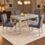 Ensemble de table de salle à manger en bois 5 pièces, ensemble de table de cuisine avec table rectangulaire et 4 chaises rembourrées, ensemble de table de salle à manger en bois avec décoration en cristal et chaises, gris argenté-2127052345-2127052351