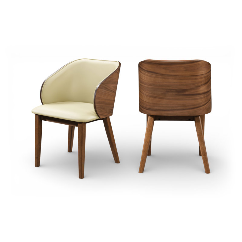 Chaise rembourrée en cuir Glenwood, Crème végétalien en cuir