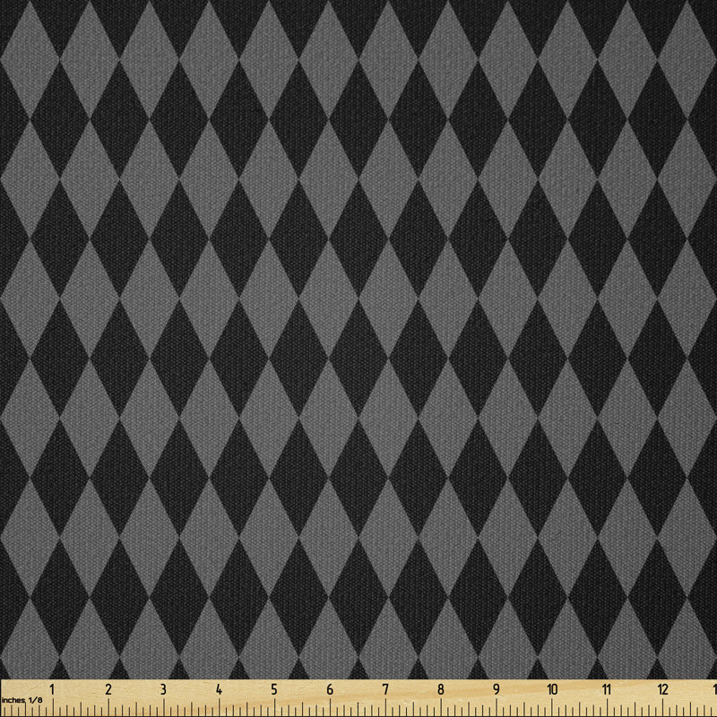 Tissu gris anthracite Ambesonne par The Yard, illustration simpliste de losanges à motif de losanges, l 36" x L 72"