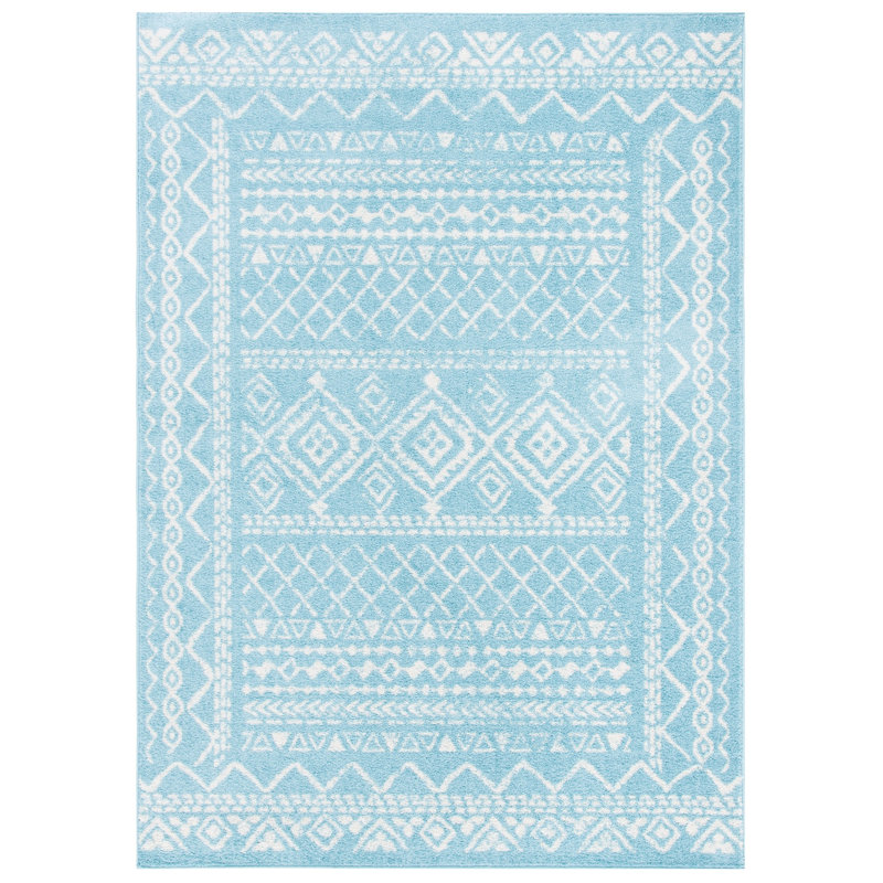 Tapis turquoise / ivoire Strobel, Rectangle 6 pi x 9 pi