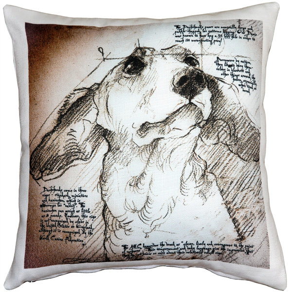 Leonardo Sketch Dachshund Square Poly-Linen Pillow