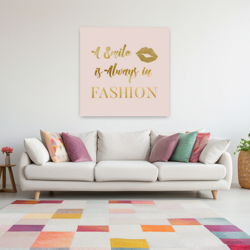 Art mural moderne élégant et minimaliste avec sourire, H 48 po x l 48 po