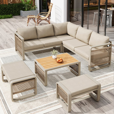 Woven Rope 7 - Person Seating Group With Table
