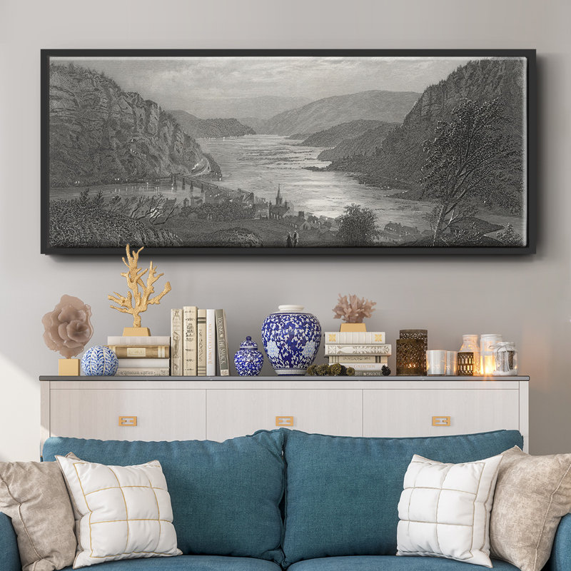 Harper's Ferry by Moonlight- Framed Canvas, 8" H x 20" W