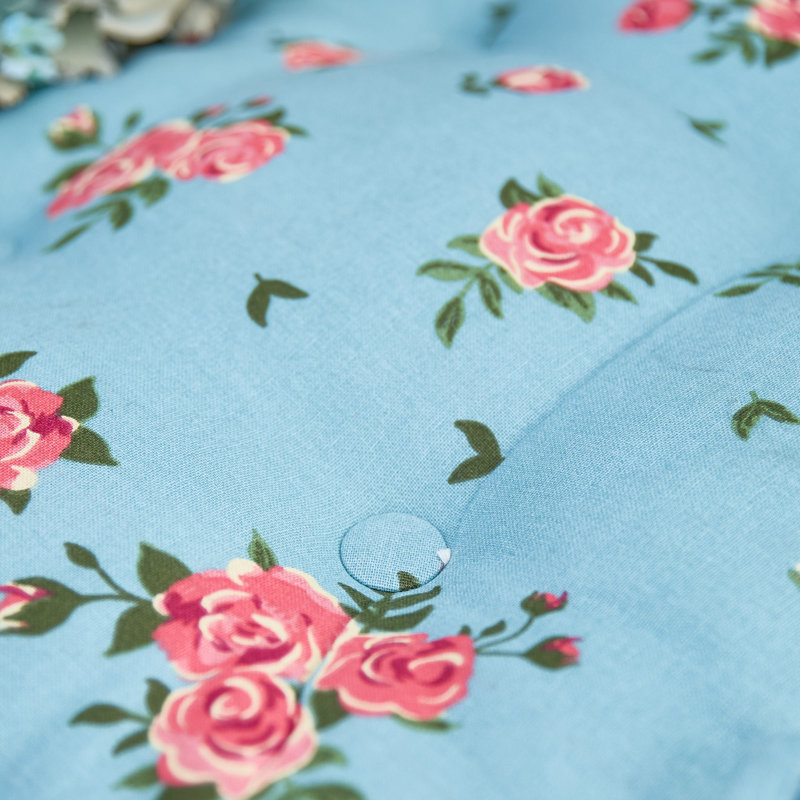 Set Of Two Rose Square Seat Cushions, Blue