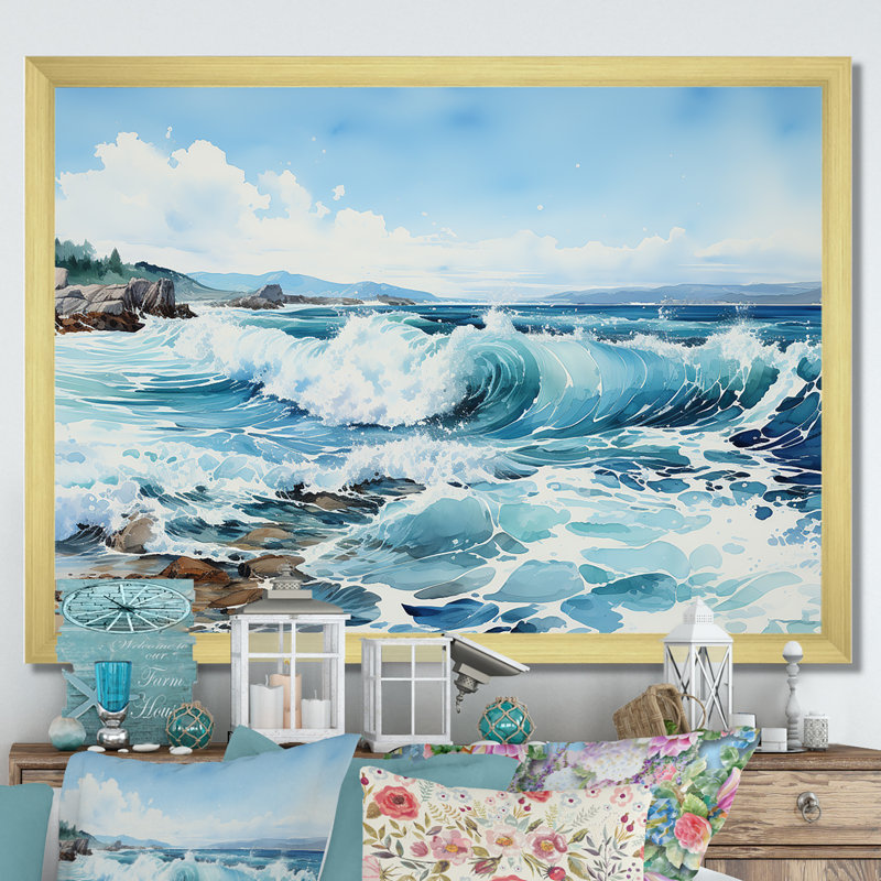 Océan Infinity Dreamscape I - Nautique et plage, reproduction d'art sur toile, Cadre doré simple, H 12 po x l 20 po x P 1 po