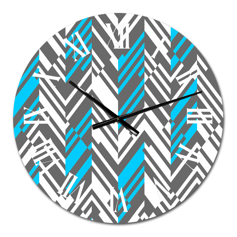 Gris et bleu triangulaire géométrique - horloge murale à motifs, Petit