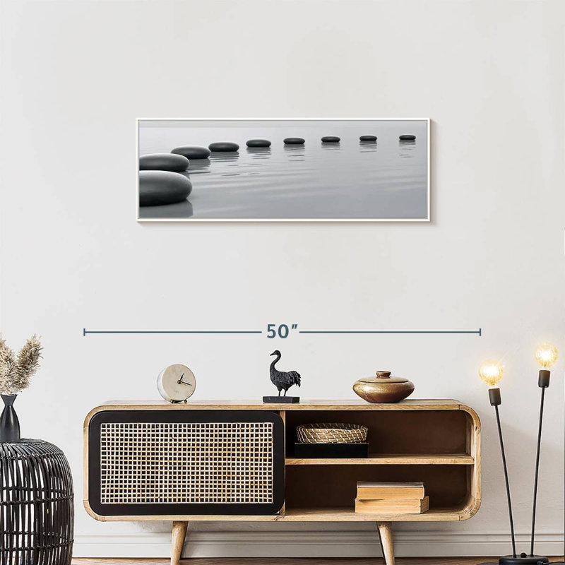 Pierres minimalistes, Floating Frame White, 37" X 13"
