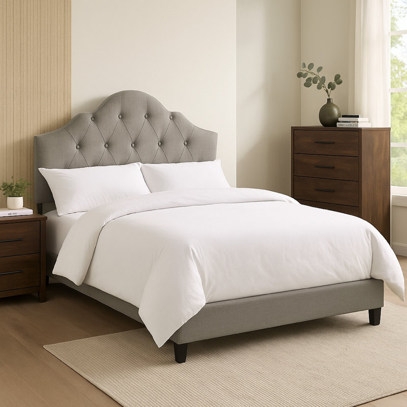 Angeleigh Upholstered Platform Bed, King, Gray