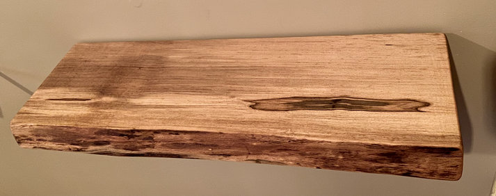 Custom Narrow Live Edge Spalted Maple Rustic Wood Floating Shelves|Ambrosia Maple Narrow Wood Wall Shelves