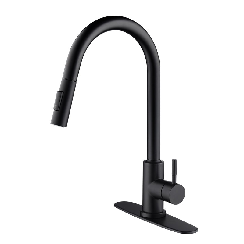 Robinet de cuisine tactile avec douchette rétractable en noir mat - acier inoxydable, jet rotatif 360 pour évier, nettoyage en profondeur, résistant à la corrosion et à la rouille, température de l'eau à une poignée et réglage du débit tout autour