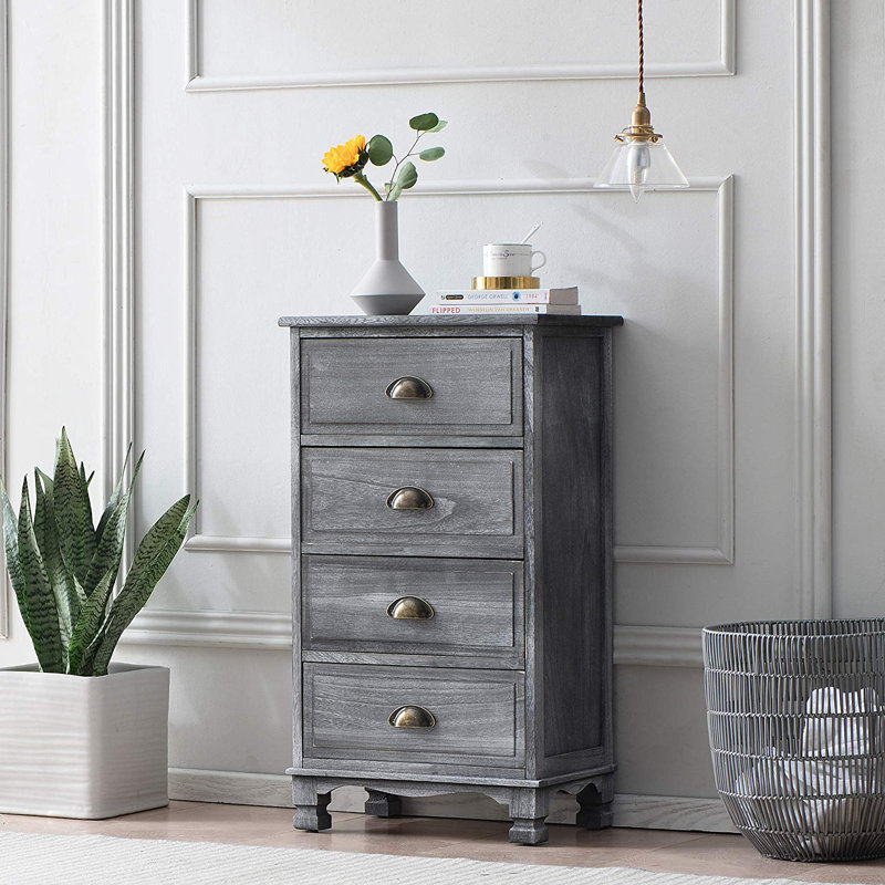 Stockport Solid Wood 45cm W 4 - Drawer Chest of Drawers, Grey