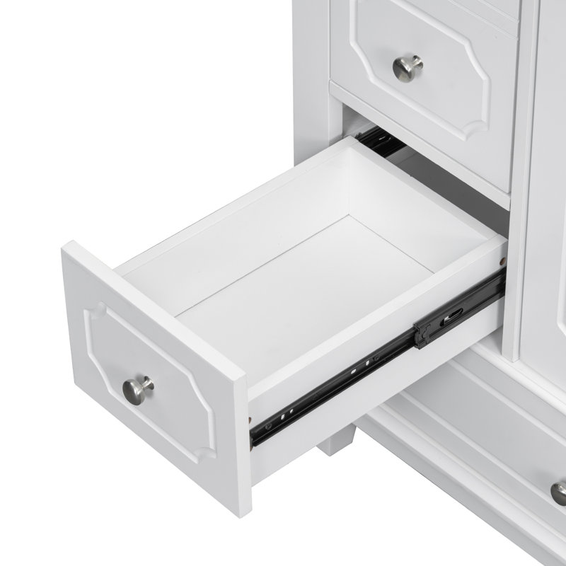 Meuble-lavabo autoportant de 30 po avec lavabo, Blanc / céramique