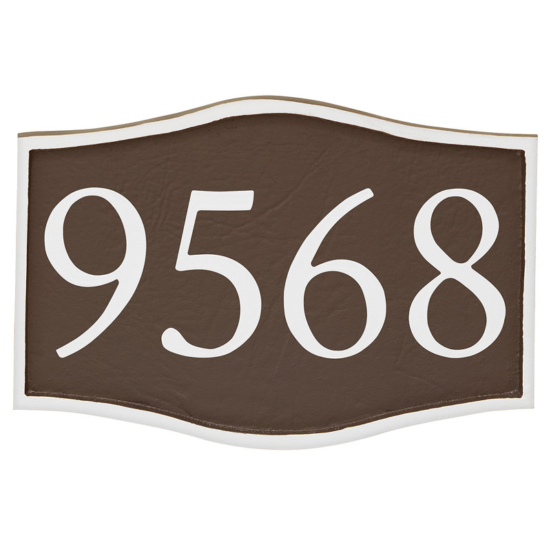 Plaque d’adresse murale sur 1 ligne serif, Blanc, Cuivre