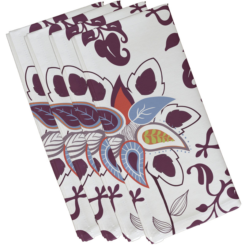 Ensemble de serviettes 4 pièces à motif cachemire Gordonsville, L 18 po x L 18 po, Mauve