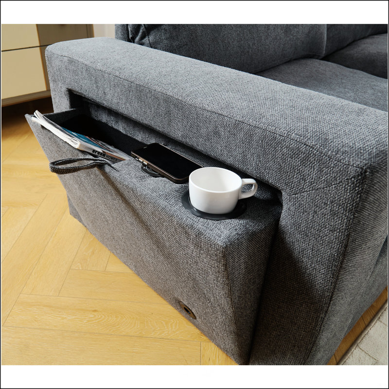 L-Shaped Sofa with Padded Cashmere: Multi-functional Design, Modern Luxury Appearance, Gray Linen