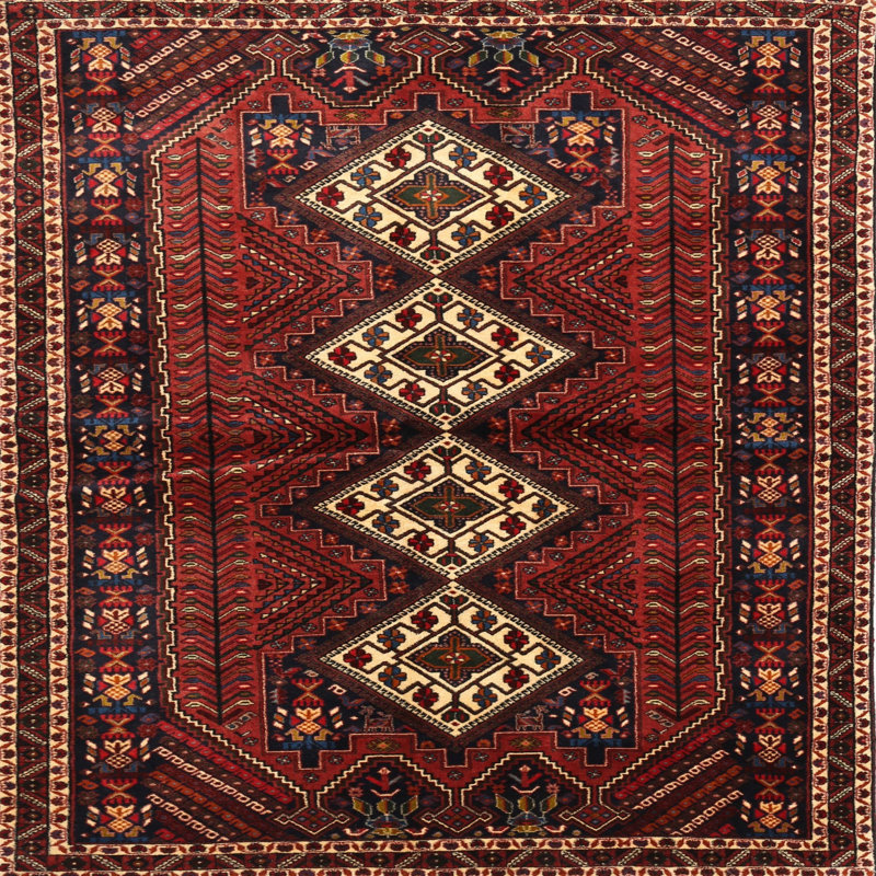 Tapis rouge / noir Southwestern, Rond 3 pi