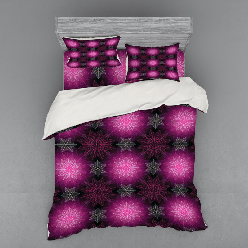 Ensemble de housse de couette moderne en microfibre rose, Housse de couette grand + 3 pièces supplémentair