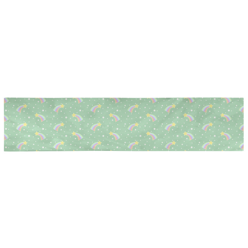 Chemin de table géométrique avicia, 73,5 po x 17,5 po, Vert, Coton