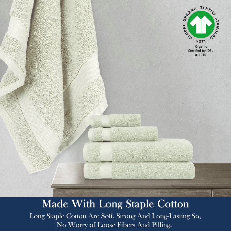 Ensemble de serviettes de bain 100% coton 100% coton luxueusement moelleux Certifié GOTS et OEKO-TEX, Teinté vert