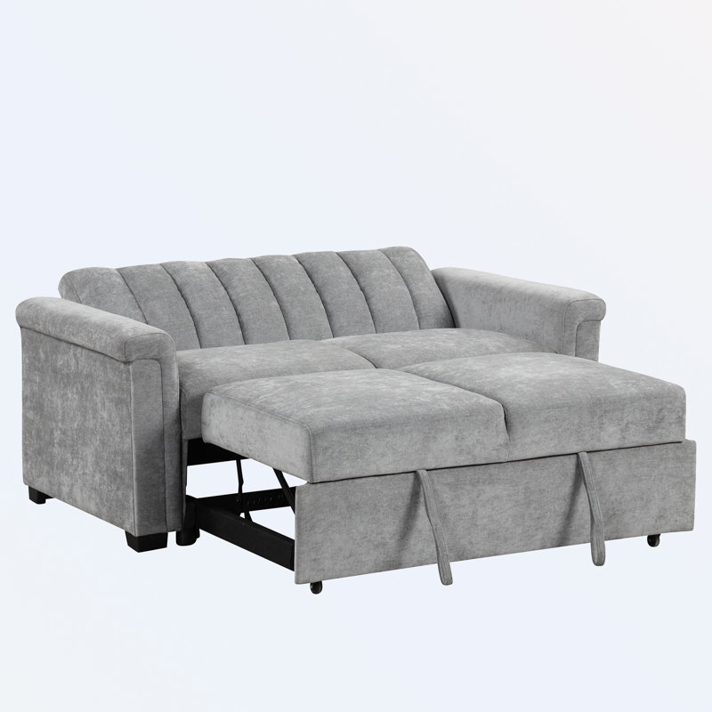 Canapé-lit convertible à coussins moelleux, Mélange de polyester gris