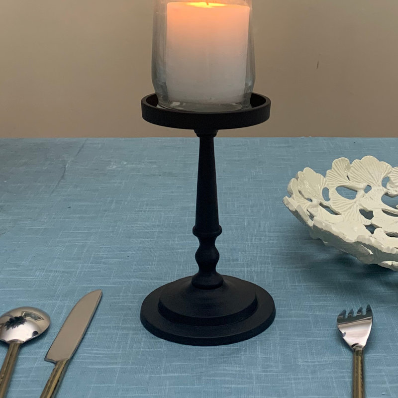 Bougeoir de table en métal 6,5", Noir