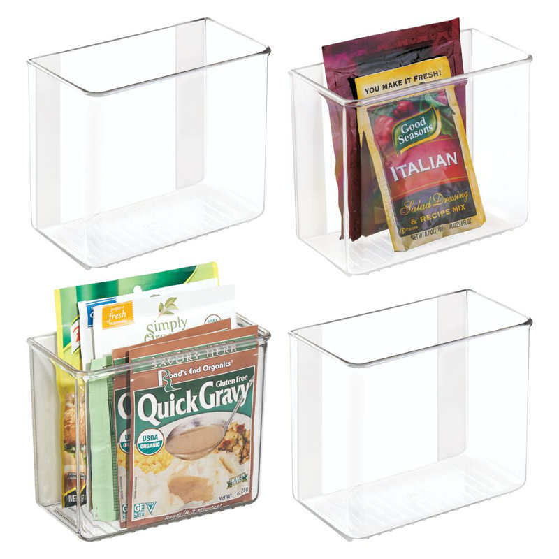 Clear Acrylic Adhesive Organizer Bins for Kitchen, Pack of 4