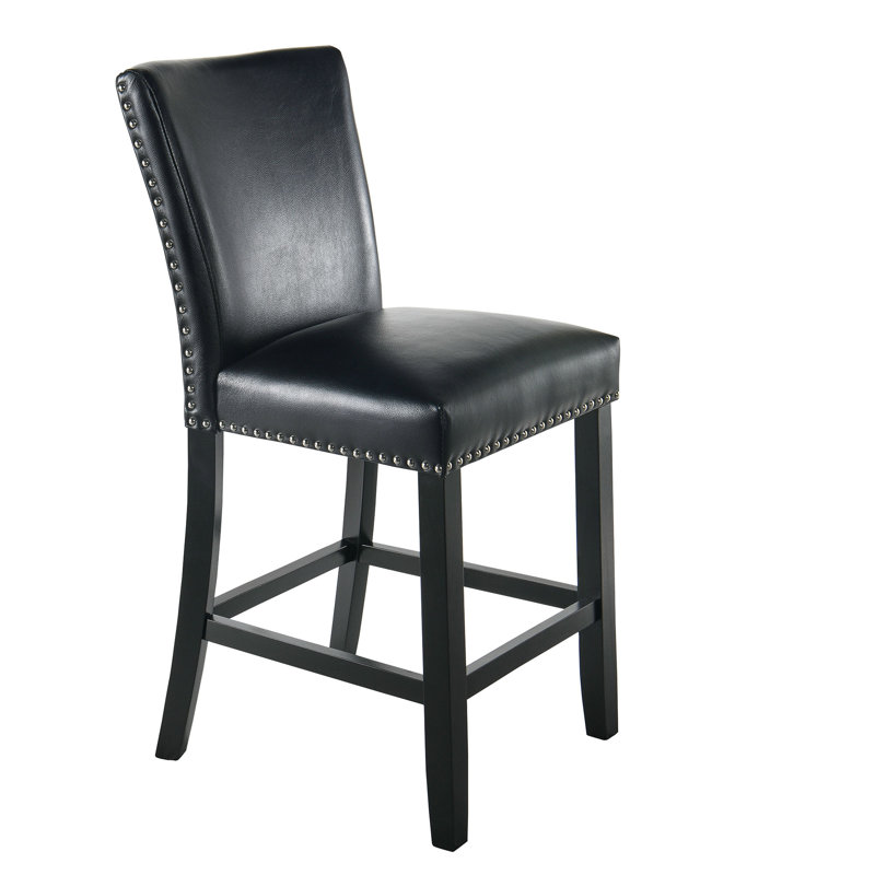 Ringwood Upholstered Counter Stool with Solid Wood Frame, Black