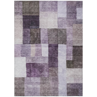 Tapis extérieur lavable 10 po x 14 po noir et lavande