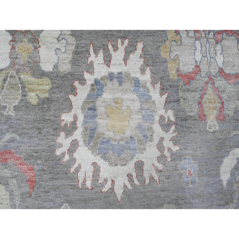 Tapis gris en laine noué à la main 8 pi x 10 pi 6 po Angora Oushak 3634E9003BC045BF82EE06D94FBF55FC