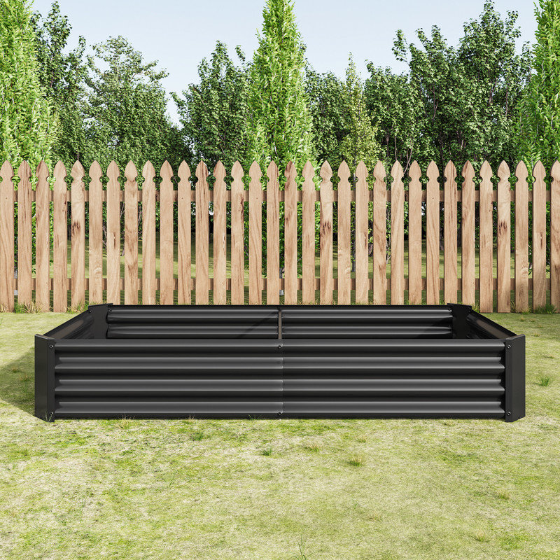 Raised Garden Bed Outdoor, 6×3×1ft , Metal Raised  Rectangle Planter Beds for Plants, Vegetables, and Flowers - Black, Black